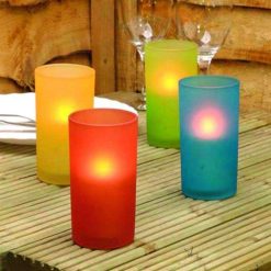 Best deal ???? Festive Decorations Set Of 4 Battery Powered Coloured Glass Votives With LED Candle ????