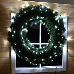 Wholesale 👏 Festive Decorations 1.1m Giant XP Connectable Commercial Wreath Lit With 120 Ice White LEDs ⌛ -UK Christmas World shop 15764 1 Copy