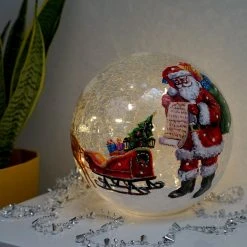 Discount ⌛ Three Kings Crackle Effect LED Lit Ball Santa Checking 🔔 Christmas List Scene 💯
