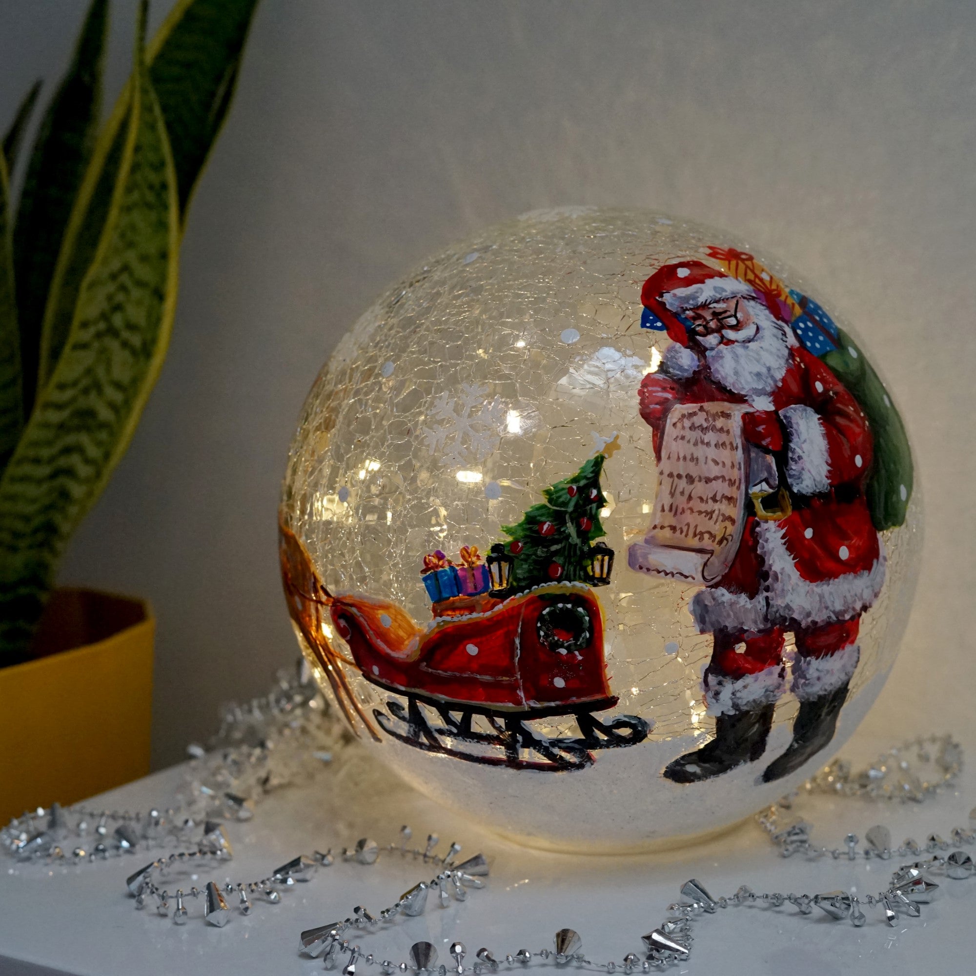 Crackle Effect LED Lit Ball Santa Checking Christmas List Scene Discount ⌛ Three Kings Crackle Effect LED Lit Ball Santa Checking ???? Christmas List Scene ???? -UK Christmas World shop 2513025 SantaLightSphere Insitu 900121