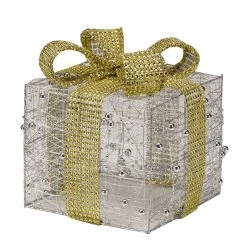 Best Pirce 🤩 Three Kings Set Of 3 Pre Lit Silver Glittery 🔔 Christmas Presents With Gold Bows 🎁 -UK Christmas World shop 2532025 GiltSparklyFauxGiftBoxes Silver Cutout 3 900169