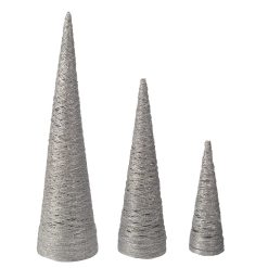 Wholesale ⭐ Three Kings Set Of 3 Silver Glitter Cone Trees With Cool White LED's ???? -UK Christmas World shop 2532037 GlitterTree Silver CutOut 900170