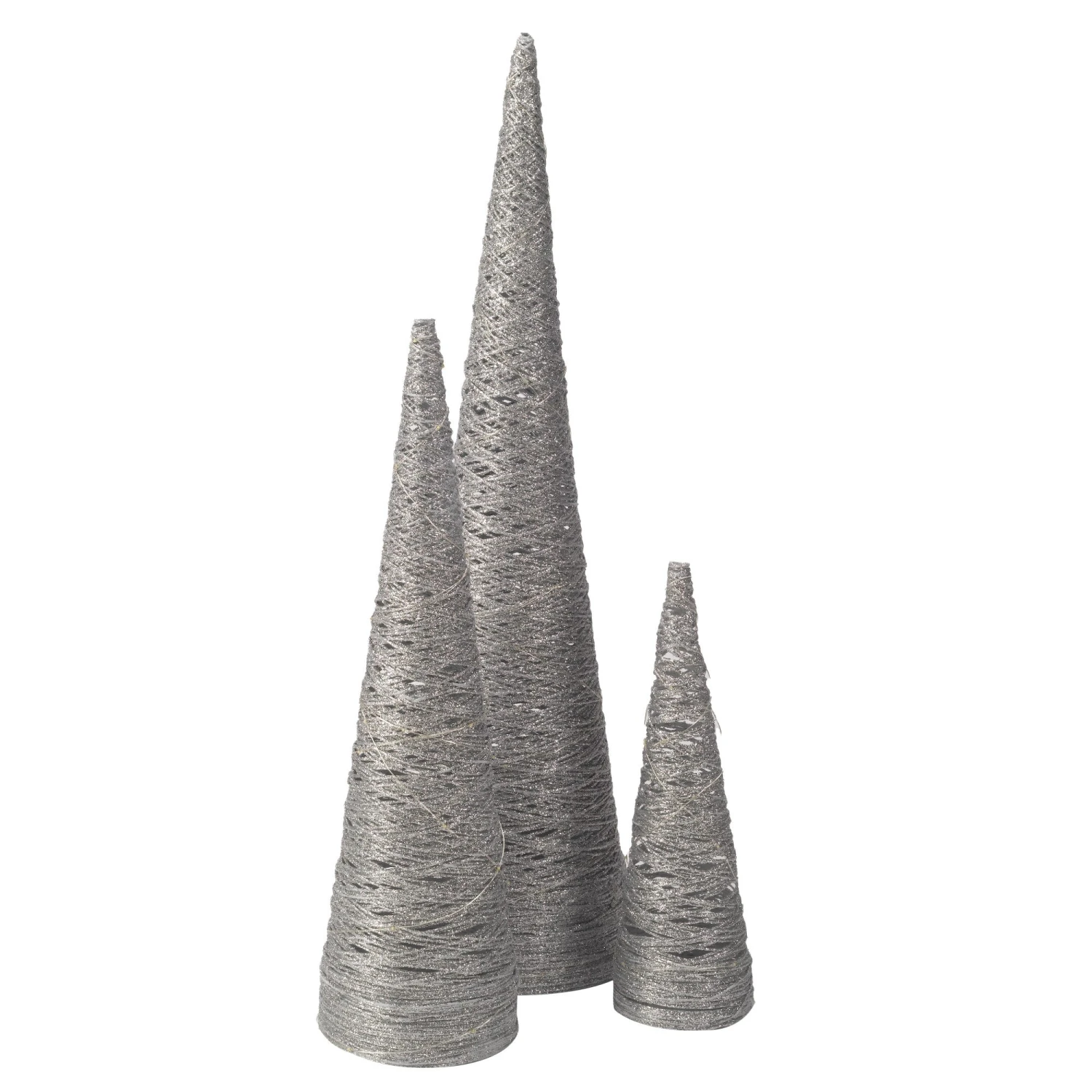 Wholesale β Three Kings Set Of 3 Silver Glitter Cone Trees With Cool White LED's π 2 Wholesale β Three Kings Set Of 3 Silver Glitter Cone Trees With Cool White LED's π - Image 2
