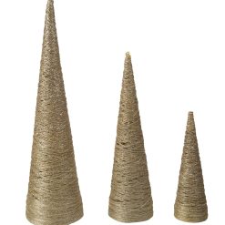 Promo ???? Three Kings Set Of 3 Gold Glitter Cone Trees With Warm White LED's ???? -UK Christmas World shop 2532038 GlitterTree Gold CutOut 900171