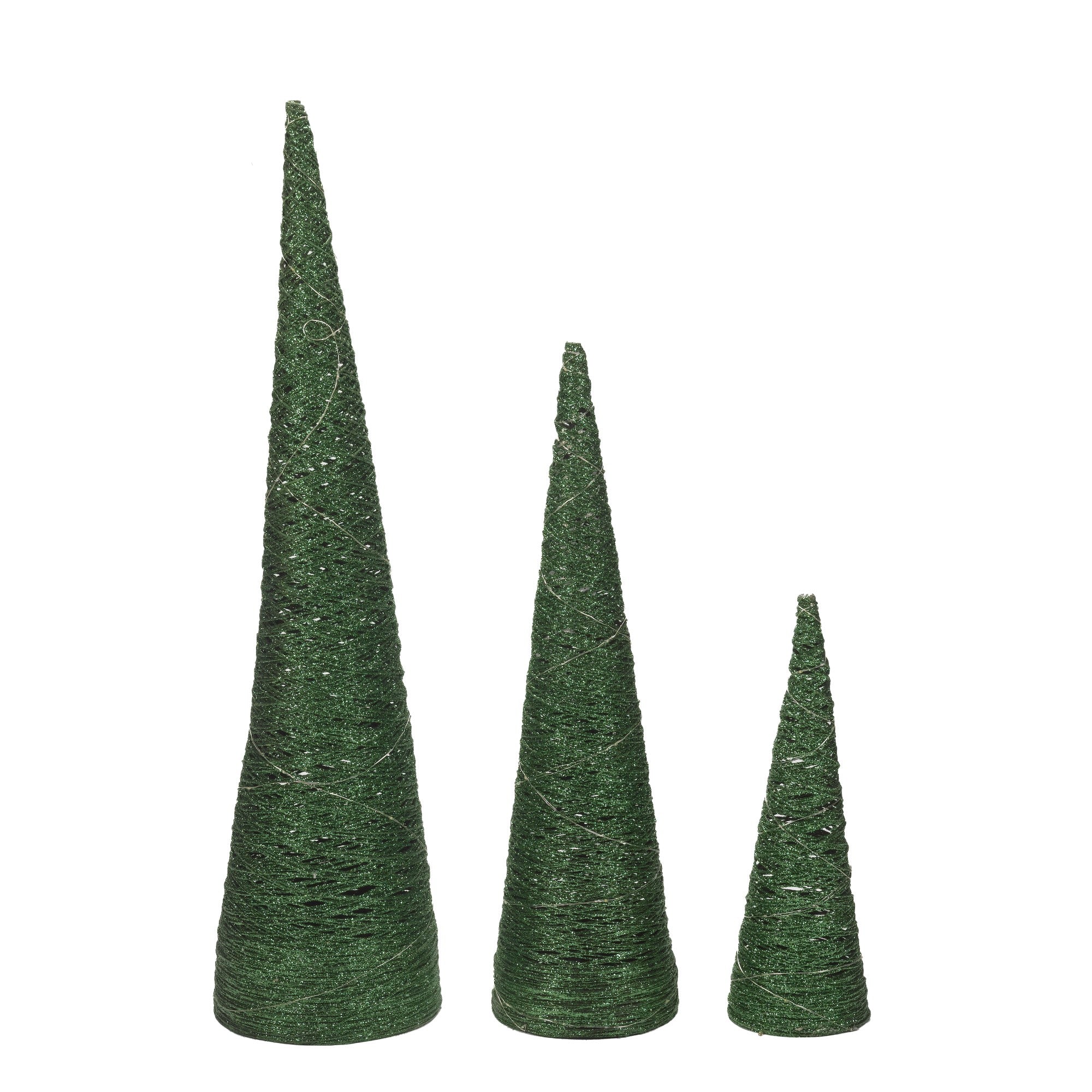 Set of 3 Green Glitter Cone Trees with Multi Coloured LED's Coupon ???? Three Kings Set Of 3 Green Glitter Cone Trees With Multi Coloured LED's ???? -UK Christmas World shop 2532039 GlitterTree Green CutOut 900172