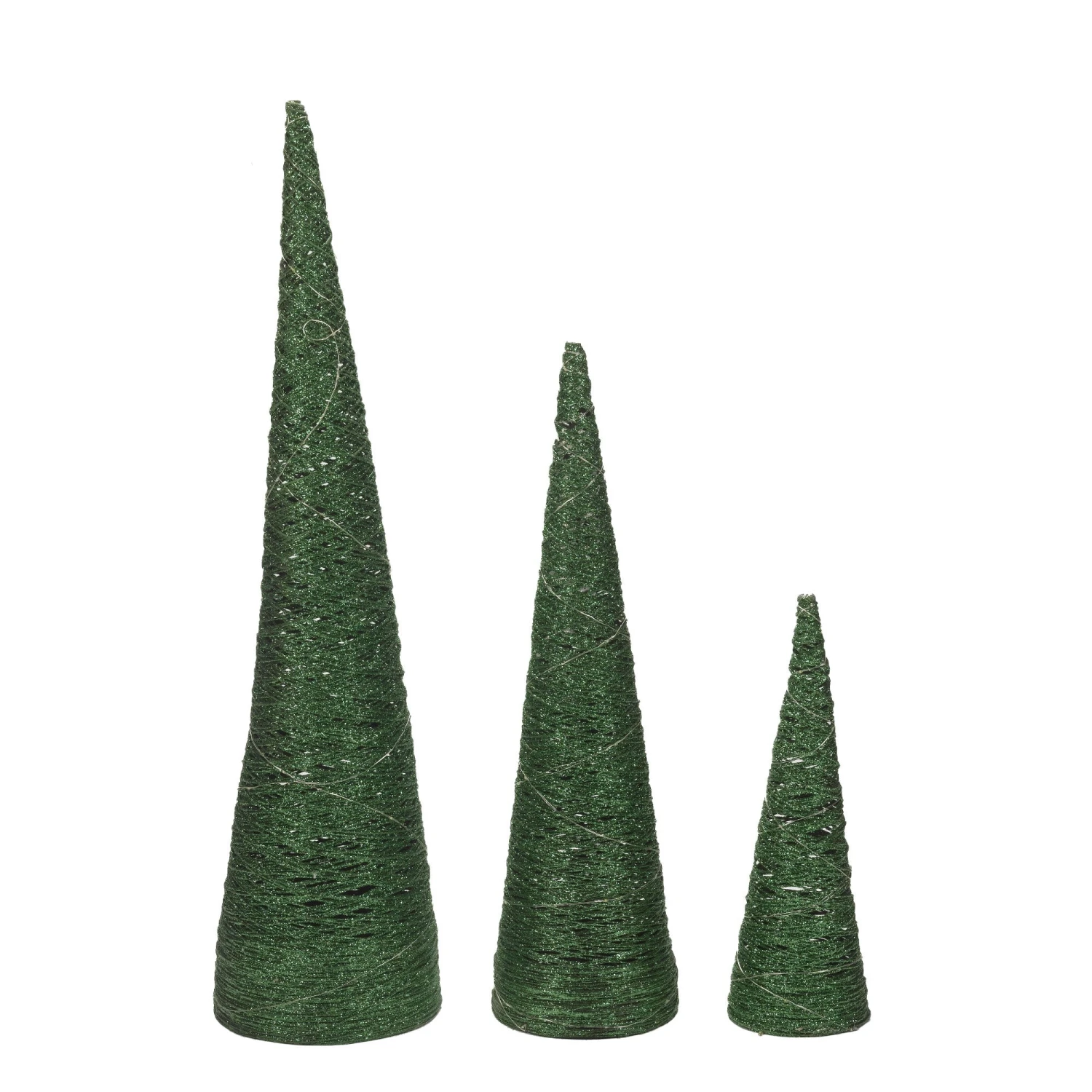 Coupon π Three Kings Set Of 3 Green Glitter Cone Trees With Multi Coloured LED's π 3 Coupon π Three Kings Set Of 3 Green Glitter Cone Trees With Multi Coloured LED's π - Image 3