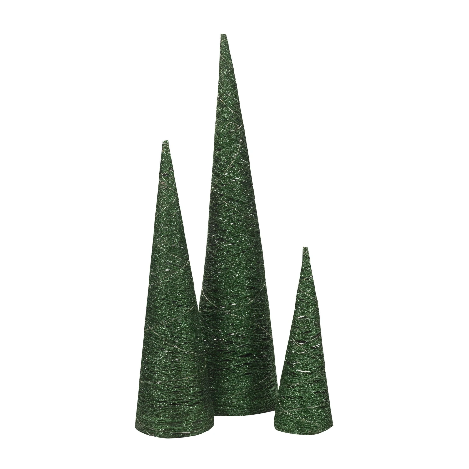 Coupon π Three Kings Set Of 3 Green Glitter Cone Trees With Multi Coloured LED's π 2 Coupon π Three Kings Set Of 3 Green Glitter Cone Trees With Multi Coloured LED's π - Image 2