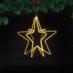 Flash Sale ???? Noma 45cm Warm White Foldable 3D Silver Hanging Metal Star With 210 LEDs ❤️