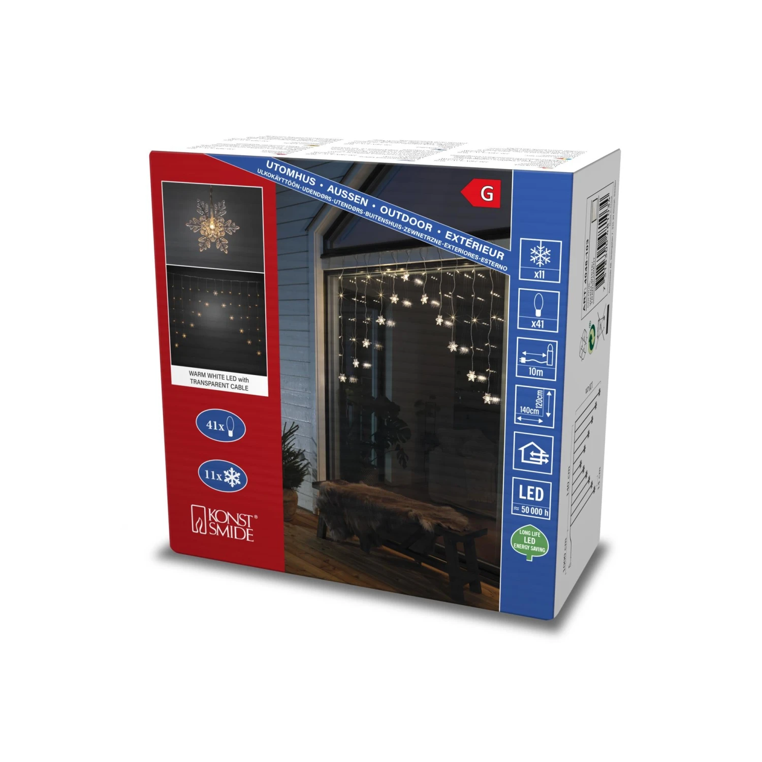 Promo π Konstsmide 1.4m Hanging Snowflake Warm White LED Curtain Window Light π₯ 2 Promo π Konstsmide 1.4m Hanging Snowflake Warm White LED Curtain Window Light π₯ - Image 2