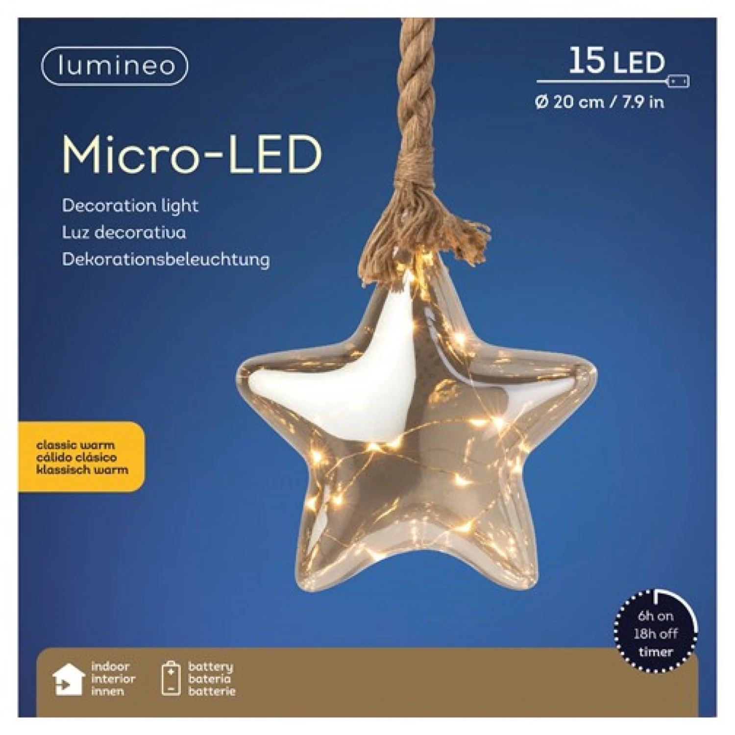 Hot Sale ⌛ Kaemingk 20cm Hanging LED Lit Smokey Glass Star On Rope ❤️ 3 Hot Sale ⌛ Kaemingk 20cm Hanging LED Lit Smokey Glass Star On Rope ❤️ - Image 3