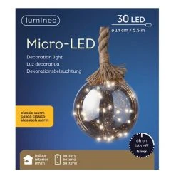 Budget 🔥 Kaemingk 14cm Hanging LED Lit Smokey Glass Ball On Rope 😉 -UK Christmas World shop 480357 900337