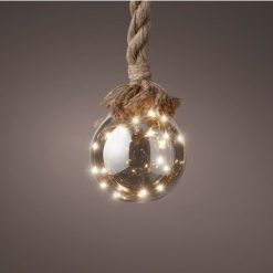 Budget ???? Kaemingk 14cm Hanging LED Lit Smokey Glass Ball On Rope ????