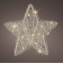 Brand new 😉 UK 🎄 Christmas World 2 Pack Of Micro LED Silver Stars With Warm White Lights 🎁