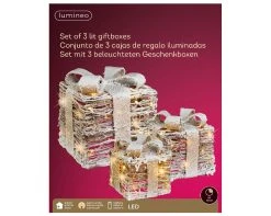 Buy ❤️ Kaemingk Rattan Lit Presents With Snow Effect 🎁 -UK Christmas World shop 481196v