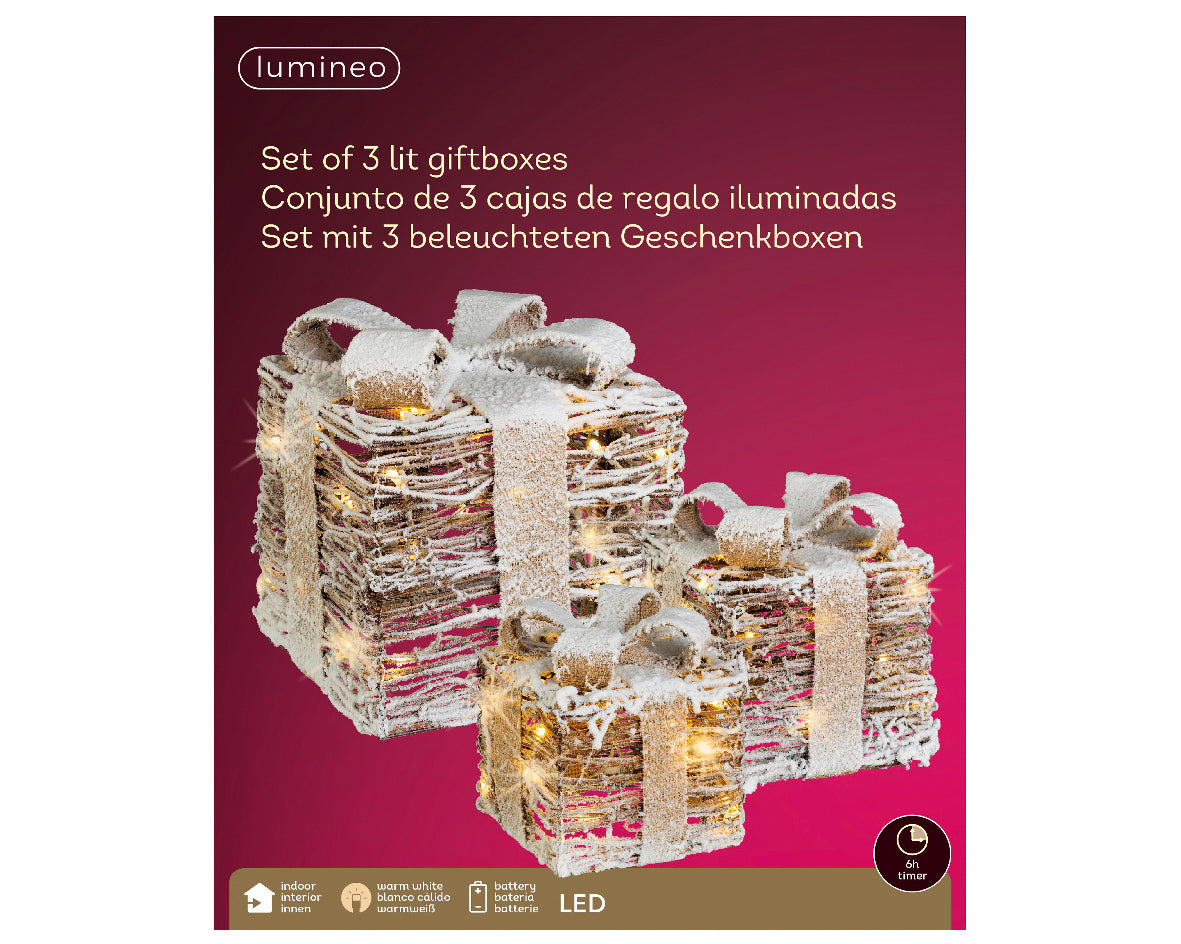 Rattan Lit Presents with Snow Effect Buy ❤️ Kaemingk Rattan Lit Presents With Snow Effect ???? -UK Christmas World shop 481196v
