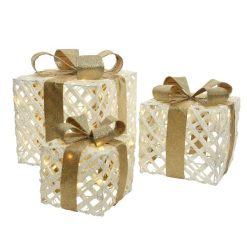 Budget ???? Kaemingk Set Of 3 LED Lit ???? Christmas Presents With Bows ????