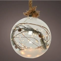 Cheap 🎁 Kaemingk 25cm Hanging LED Lit Glass Ball On Rope With Winter Scene 💯
