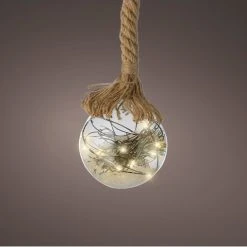 New 🛒 Kaemingk 20cm Hanging LED Lit Glass Ball On Rope With Winter Scene 🎉