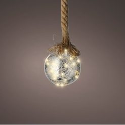 Brand new ???? Kaemingk 20cm Hanging LED Lit Glass Ball On Rope ✔️