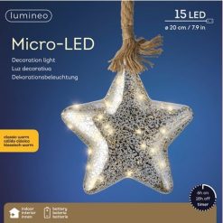 Promo ???? Kaemingk 20cm Hanging LED Lit Glass Star On Rope ???? -UK Christmas World shop 485684 900368