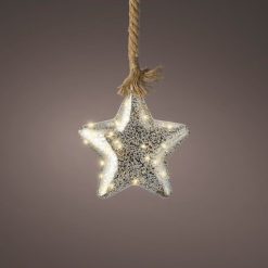 Promo ???? Kaemingk 20cm Hanging LED Lit Glass Star On Rope ????