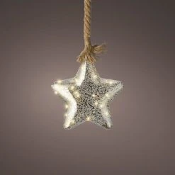 Promo 🔥 Kaemingk 20cm Hanging LED Lit Glass Star On Rope 😍
