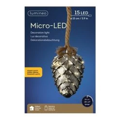 Cheap 😉 Kaemingk 21cm Hanging LED Lit Smoked Glass Pinecone On Rope ❤️ -UK Christmas World shop 485695 900370