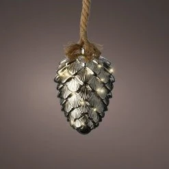 Cheap 😉 Kaemingk 21cm Hanging LED Lit Smoked Glass Pinecone On Rope ❤️