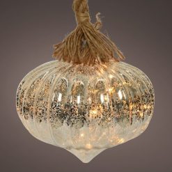 Flash Sale ⭐ Kaemingk 20cm Hanging LED Lit Glass Onion On Rope ????