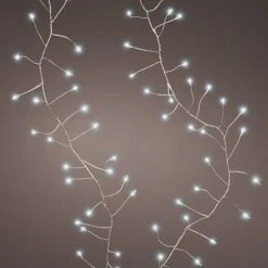 Best deal 👍 Kaemingk 100 Battery Powered White LED Cluster Timer Lights On Silver Cable ✔️