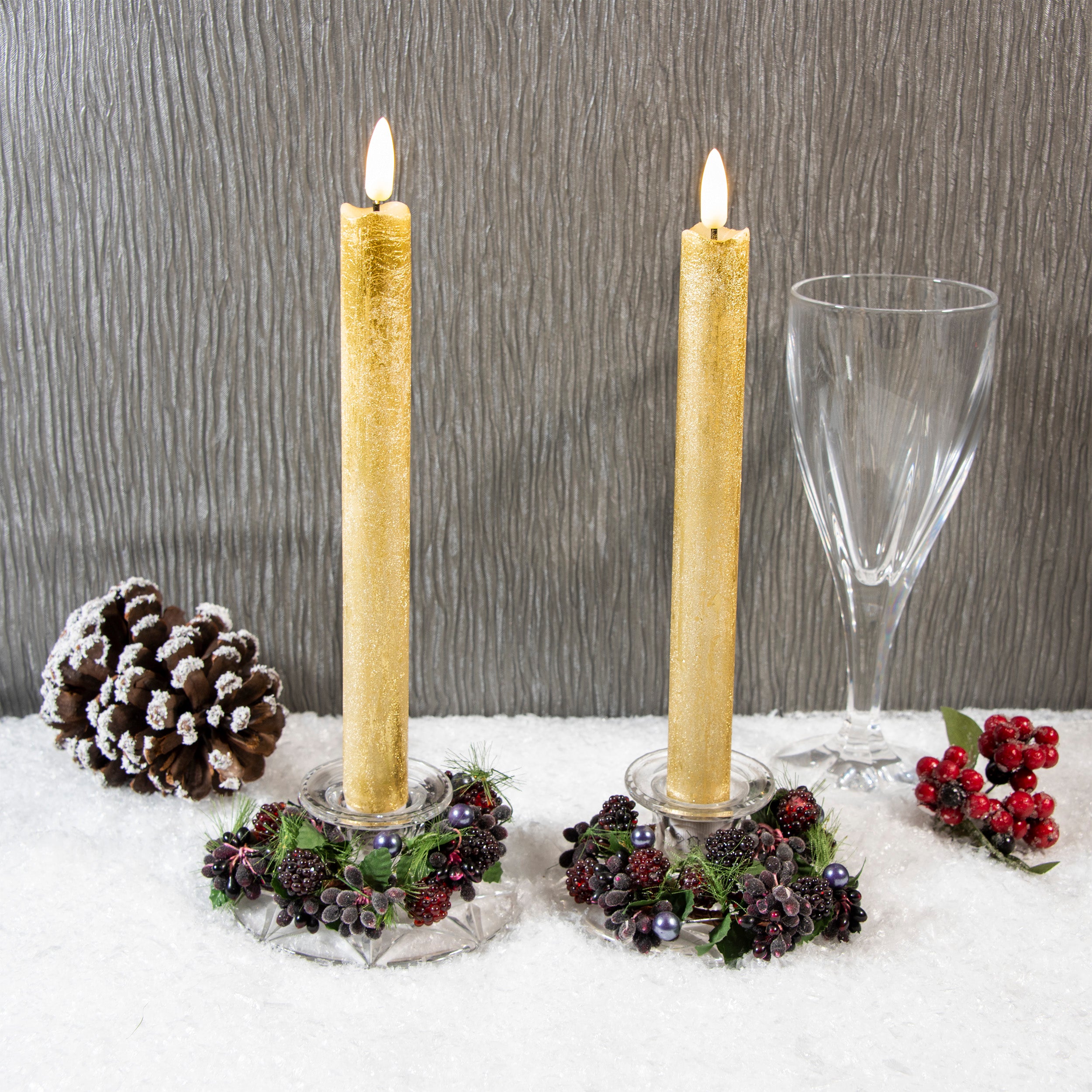 Twin Pack of Gold Dinner Candles with LED Wicks Cheap ⭐ Kaemingk Twin Pack Of Gold Dinner Candles With LED Wicks ???? -UK Christmas World shop 485883 278101