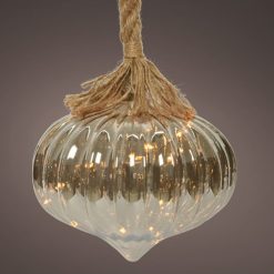 Best Sale ⌛ Kaemingk 20cm Silver Hanging LED Lit Glass Onion On Rope ????