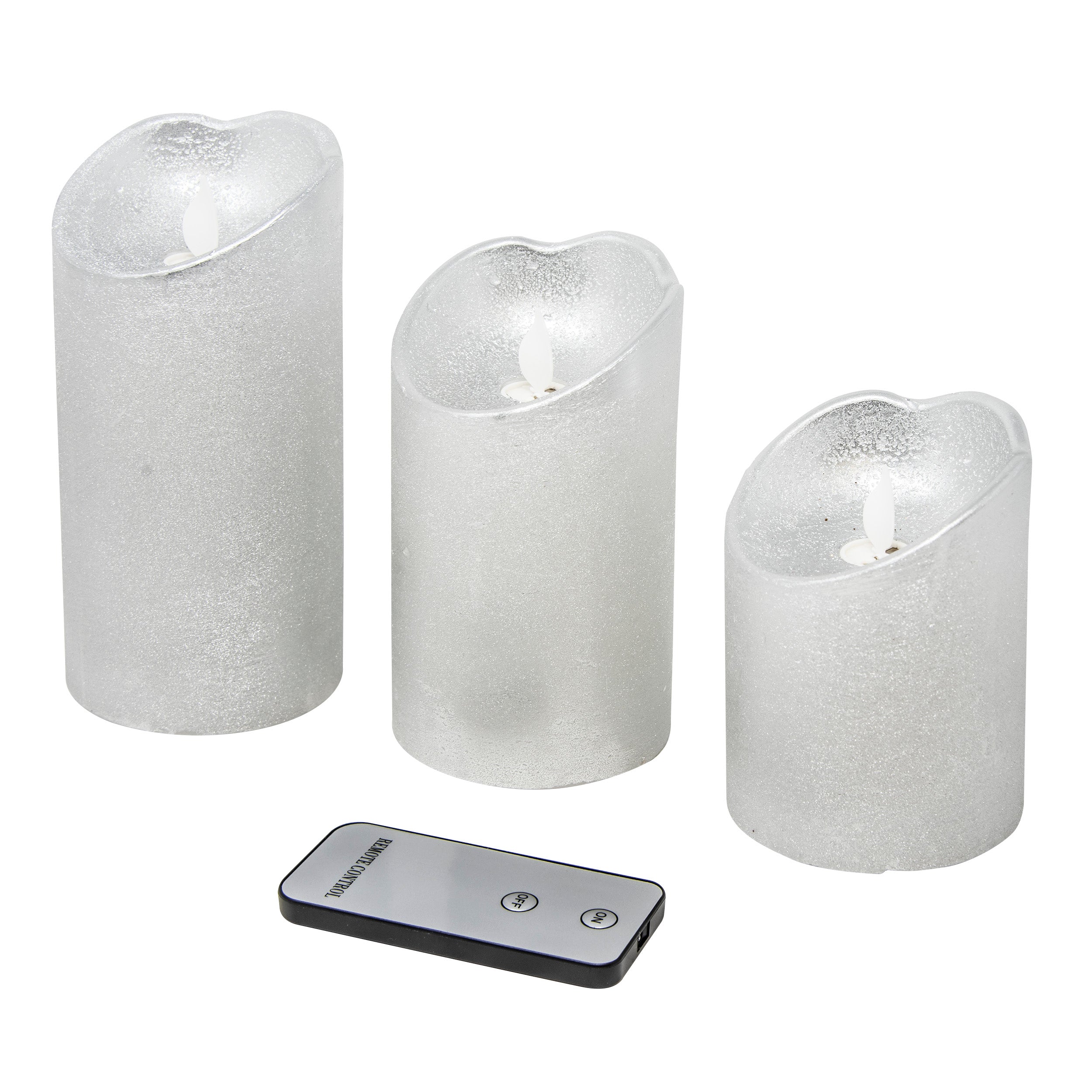 Set of 3 Silver Glitter Waving Candles with Remote Control Coupon ???? Kaemingk Set Of 3 Silver Glitter Waving Candles With Remote Control ⭐ -UK Christmas World shop 486200 105858