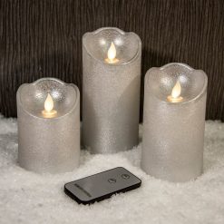 Coupon ???? Kaemingk Set Of 3 Silver Glitter Waving Candles With Remote Control ⭐