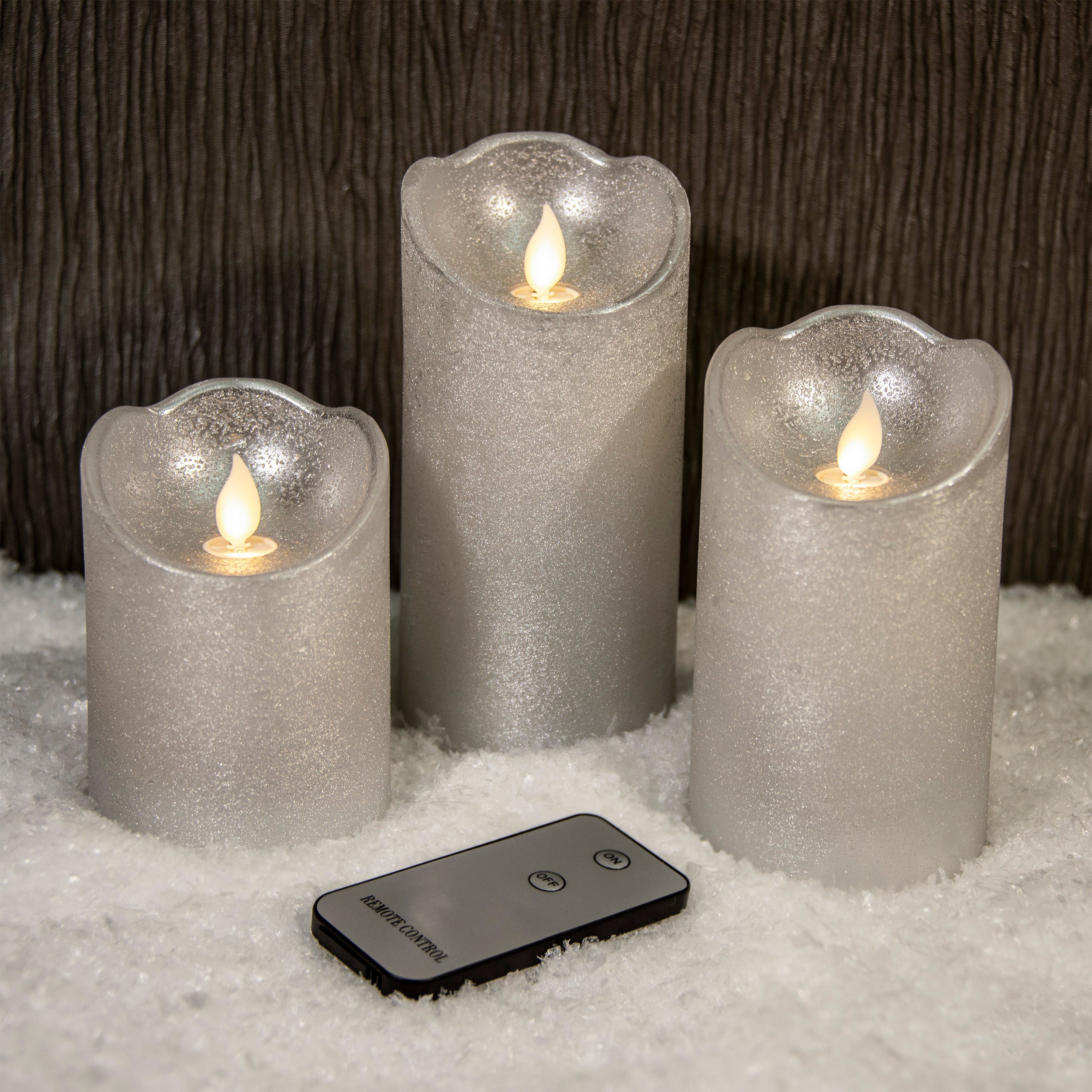 Set of 3 Silver Glitter Waving Candles with Remote Control Coupon ???? Kaemingk Set Of 3 Silver Glitter Waving Candles With Remote Control ⭐ -UK Christmas World shop 486200 105858 situ