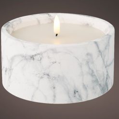 Promo ???? Kaemingk 15cm LED Wick Candle In Marble Effect Holder ????