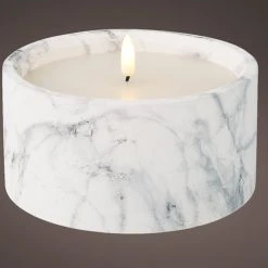 Promo 💯 Kaemingk 15cm LED Wick Candle In Marble Effect Holder 🔥