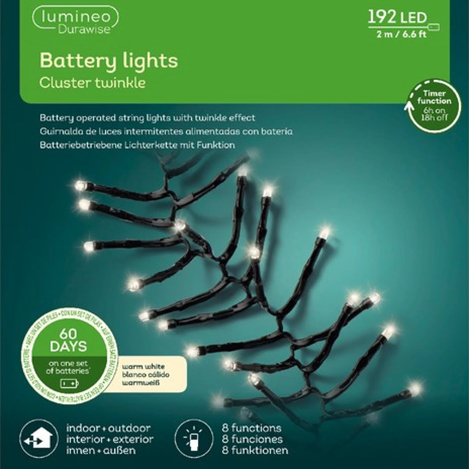 Cheap π Kaemingk 192 Warm White LED Multi Action Battery Operated Cluster Lights π 2 Cheap π Kaemingk 192 Warm White LED Multi Action Battery Operated Cluster Lights π - Image 2