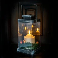 Best Pirce 🎁 Premier Brushed Silver 🔔 Christmas Lantern With Flickerbright LED Candle 🔔