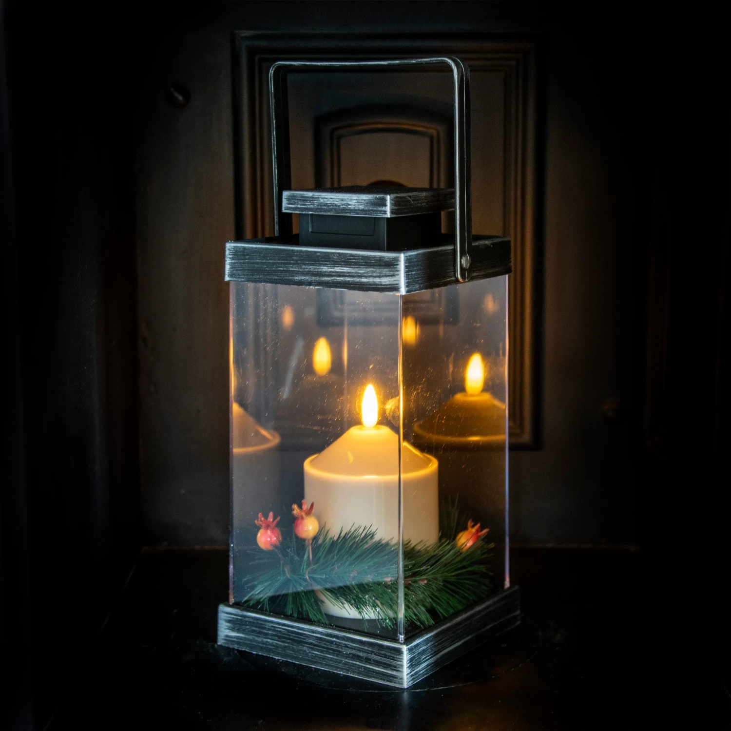 Best Pirce π Premier Brushed Silver π Christmas Lantern With Flickerbright LED Candle π 1 Best Pirce π Premier Brushed Silver π Christmas Lantern With Flickerbright LED Candle π