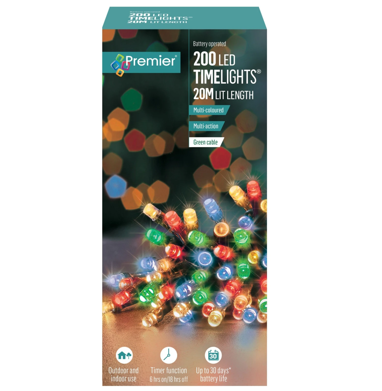 Best deal π₯° Premier 200 Multi Coloured Multi Action Battery Powered LED Lights With Timer π₯° 2 Best deal π₯° Premier 200 Multi Coloured Multi Action Battery Powered LED Lights With Timer π₯° - Image 2
