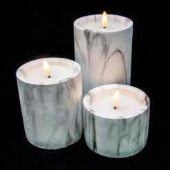 Cheap 👏 Lumineo Set Of 3 Real Wax Candles In Marble Jars ✔️