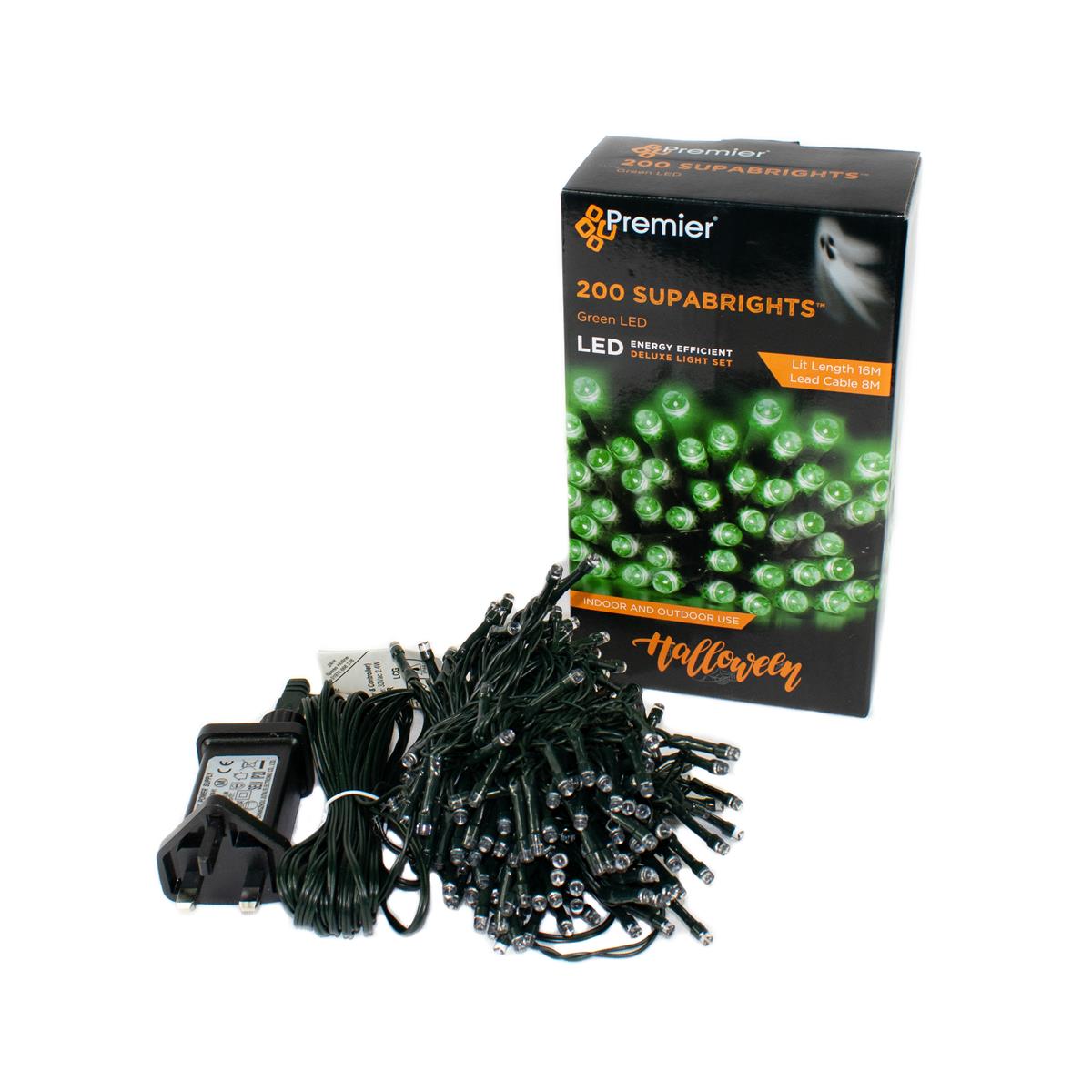 200 Green Supabrights Multi Action LED String Lights with Timer Outlet ⌛ Premier 200 Green Supabrights Multi Action LED String Lights With Timer ???? -UK Christmas World shop 90184 2