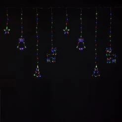 Deals 🔥 Snowtime 2m X 1.2m Multi Coloured ❄ Christmas Themed Window Curtain Light ✨