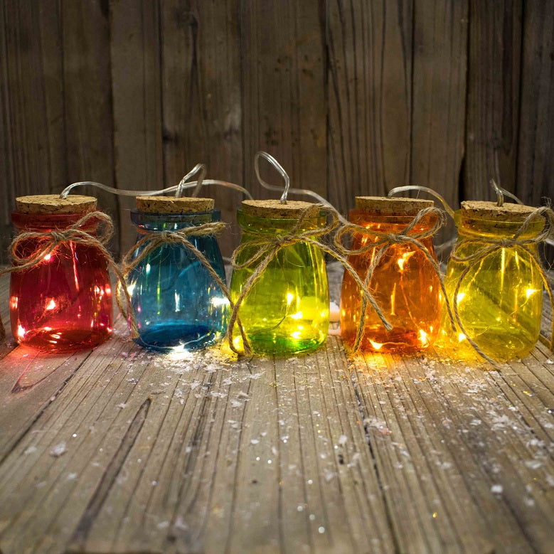 5 Multi Coloured Mini LED Battery Powered Mason Jar Bundle Brand new ???? Lumineo 5 Multi Coloured Mini LED Battery Powered Mason Jar Bundle ???? -UK Christmas World shop DSC 0201
