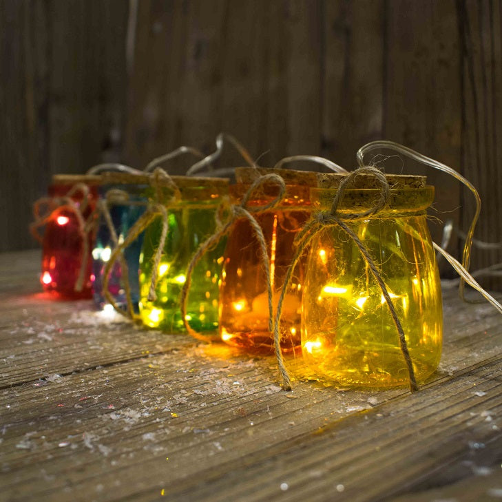 5 Multi Coloured Mini LED Battery Powered Mason Jar Bundle Brand new ???? Lumineo 5 Multi Coloured Mini LED Battery Powered Mason Jar Bundle ???? -UK Christmas World shop DSC 0206
