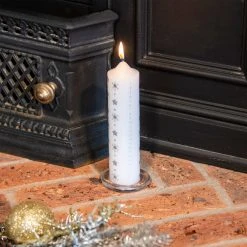 New 🔥 Premier 🎅 Christmas Advent Countdown Candle With Glass Holder ~ Silver Star And Snowflake 🔥