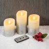 Hot Sale ???? Premier Set Of 3 Silver Ombre Flickabright Candles With Remote ✔️