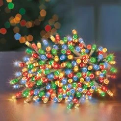 Outlet ✔️ Premier 200 Multi Coloured Supabrights Multi Action LED String Lights On Clear Cable With Timer ✨