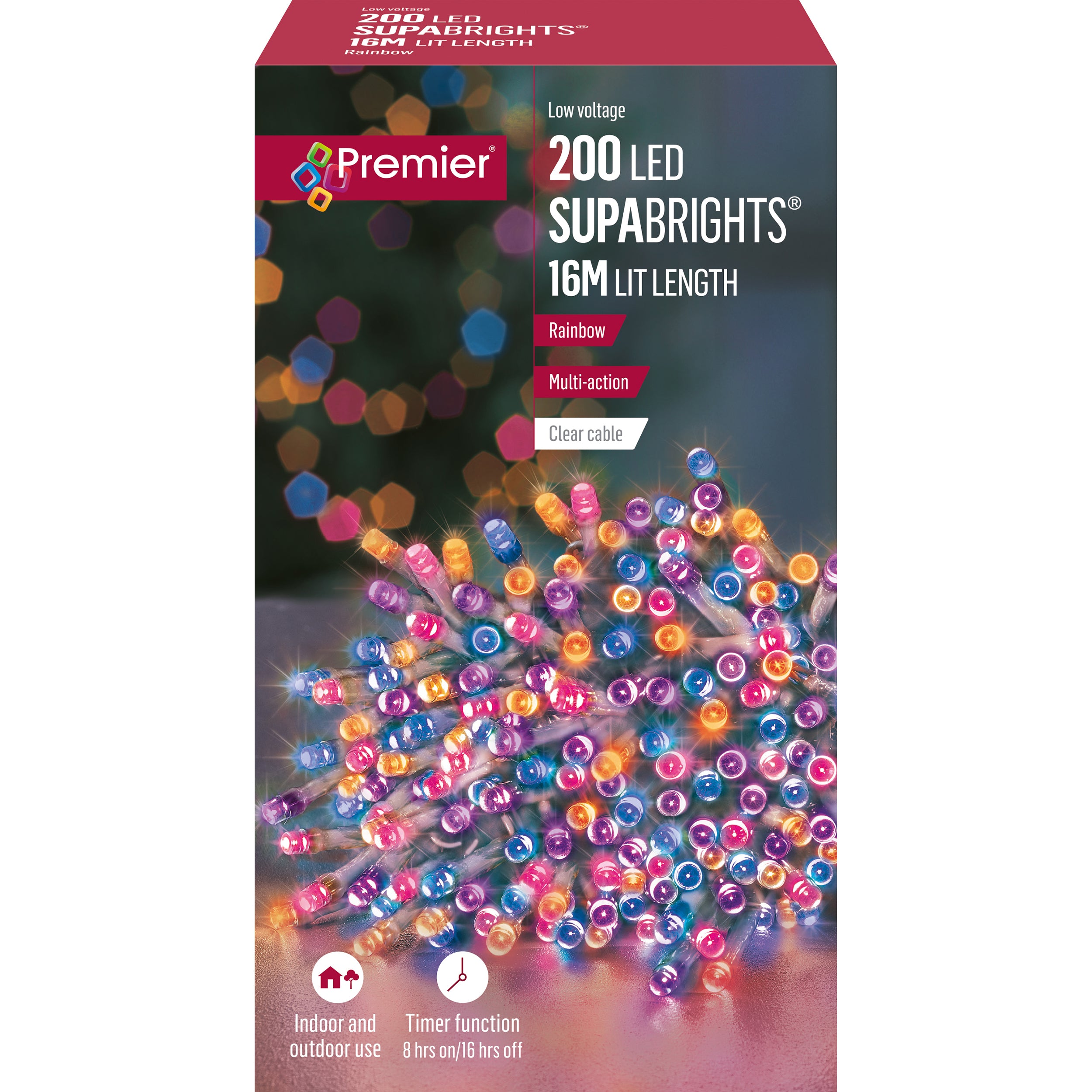 Best Pirce ???? Premier 200 Rainbow Supabrights Multi Action LED String Lights On Clear Cable With Timer ???? 3 Best Pirce ???? Premier 200 Rainbow Supabrights Multi Action LED String Lights On Clear Cable With Timer ???? - Image 3